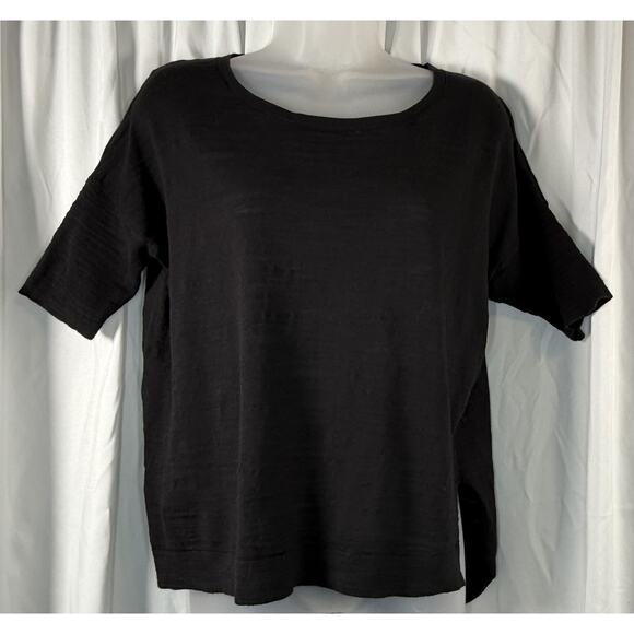 Ann Taylor Loft Cotton Blend Hi-Low Top Black S Casual Breathable 88-09 - Picture 1 of 12